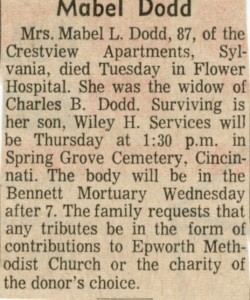 Mabel Dodd obituary